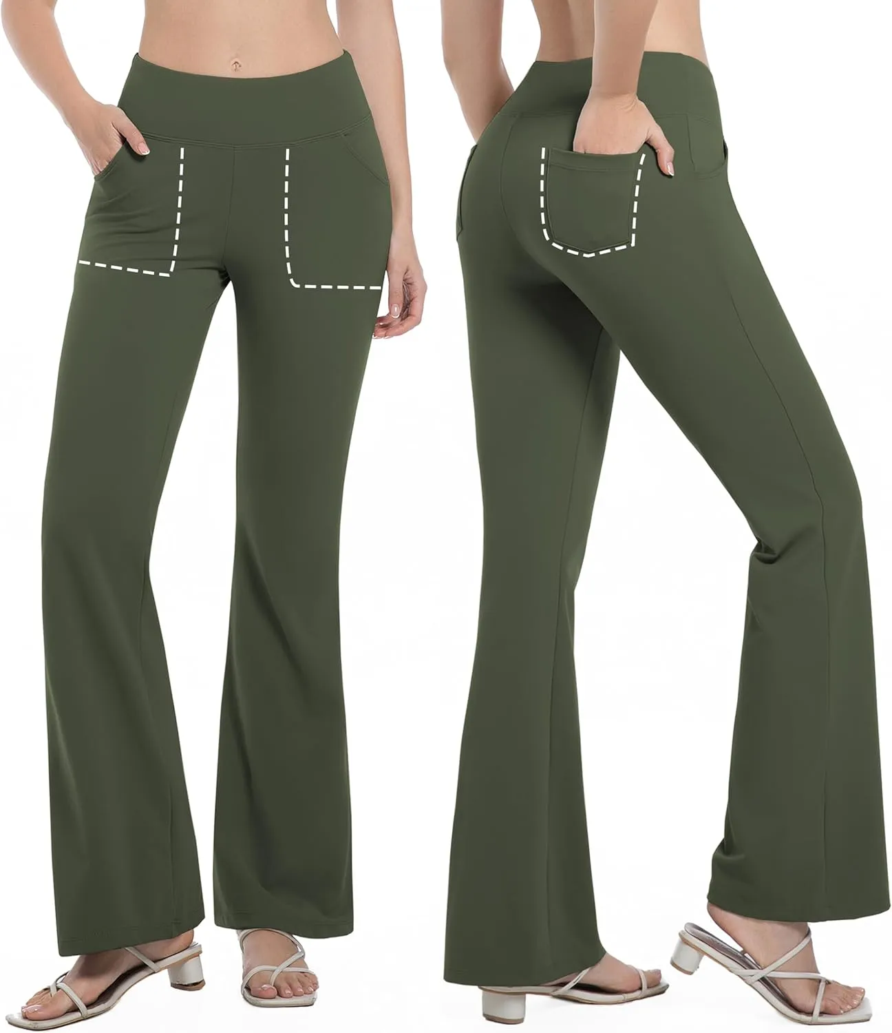 BUBBLELIME 29"/31"/33"/35"/37" Women's High Waist Stretchy Bootleg Yoga Pants Workout Pants with Out Pockets
