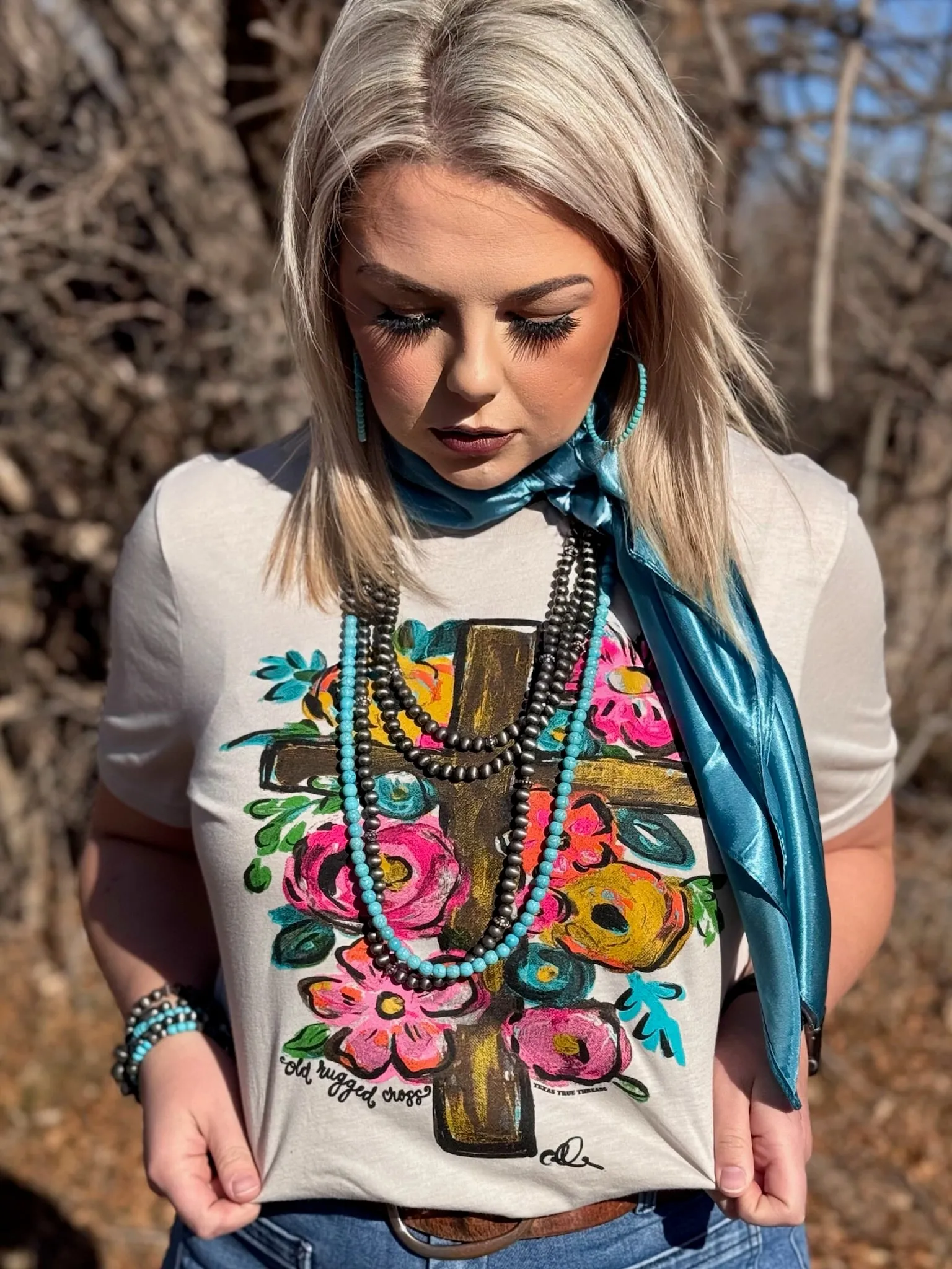 Callie Ann Stelter Old Rugged Cross Vneck Tee