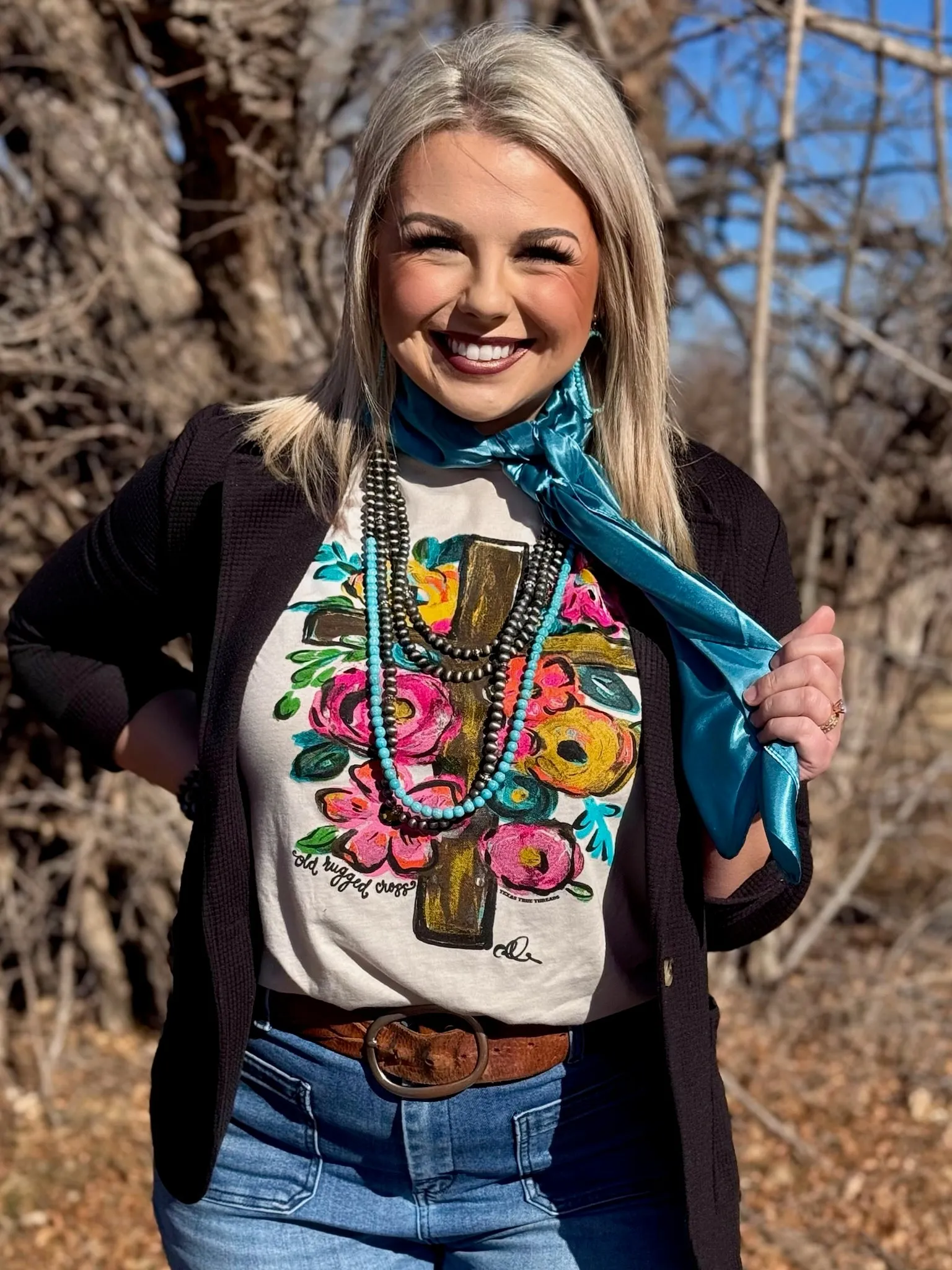 Callie Ann Stelter Old Rugged Cross Vneck Tee