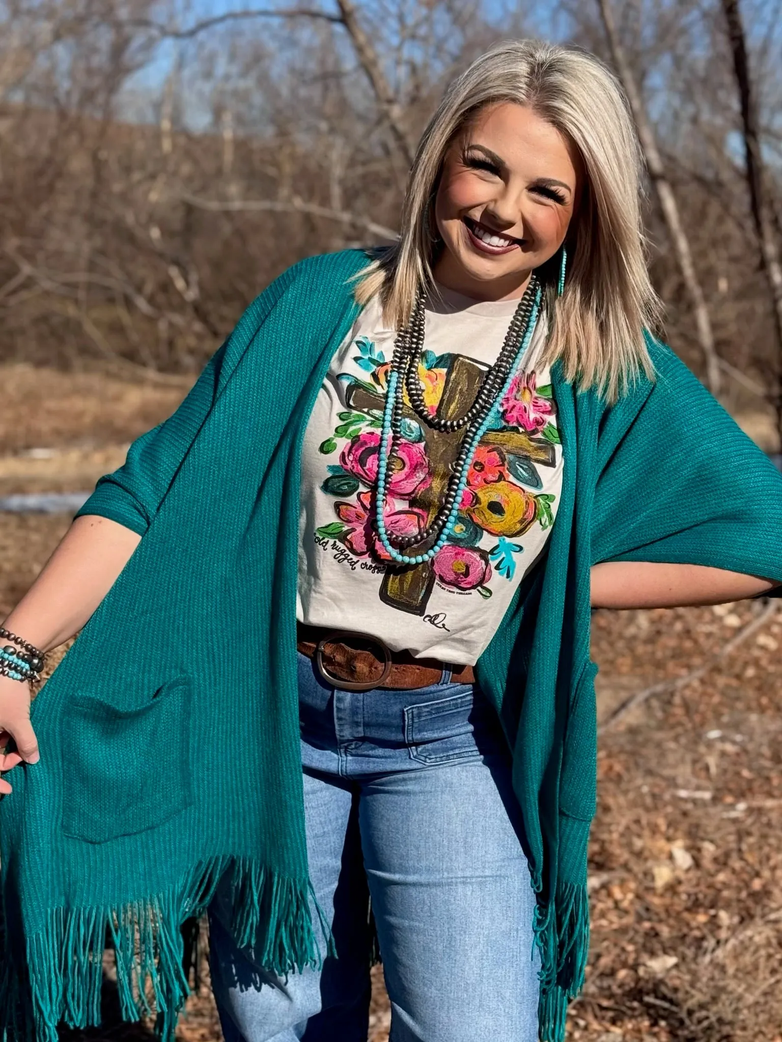 Callie Ann Stelter Old Rugged Cross Vneck Tee