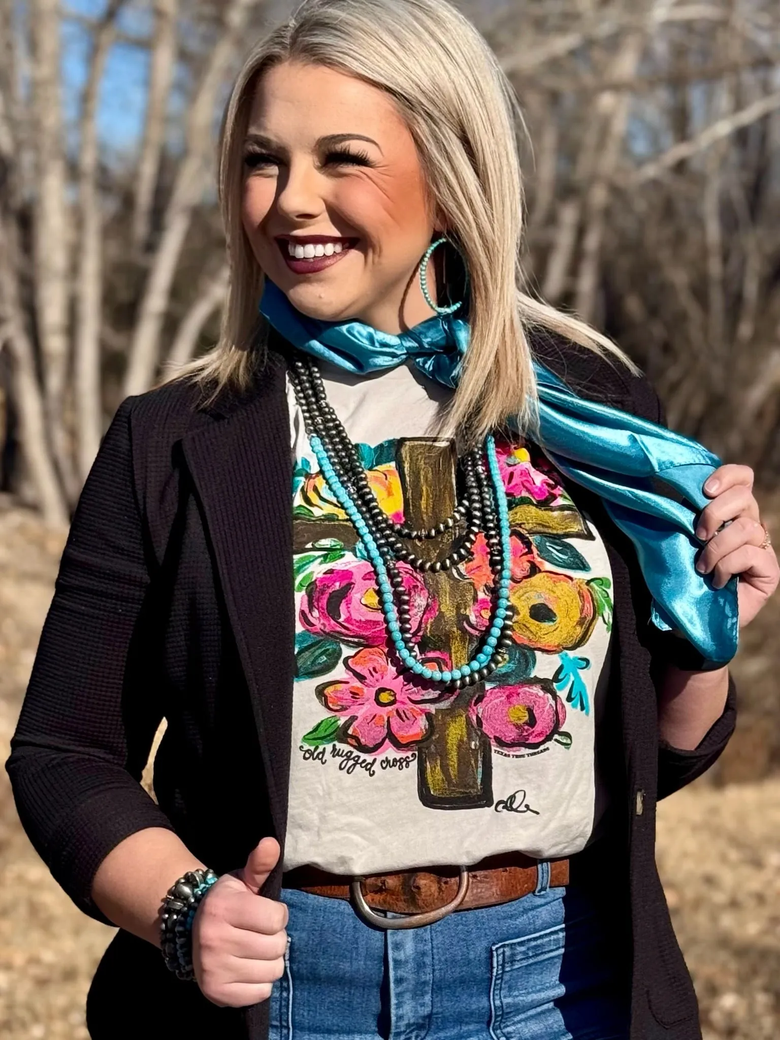 Callie Ann Stelter Old Rugged Cross Vneck Tee