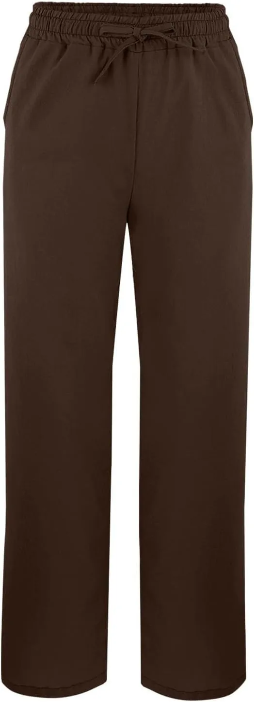 Capri Linen Pants for Women 2025 Summer Wide Leg Casual Drawstring High Waist Beach Cropped Trousers with Pockets