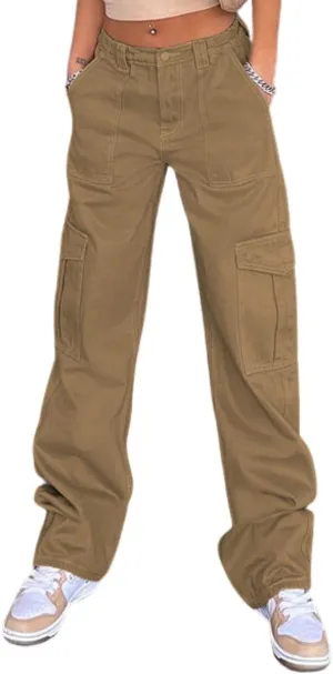Cargo Pants Women High Waist, Baggy Cargo Jeans with Pocket Baggy Jogger Relaxed Y2K Pants Fashion Jeans