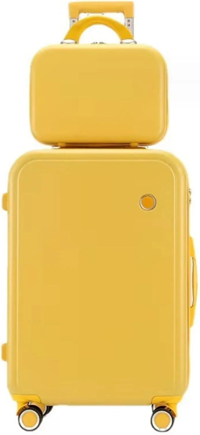 Carry-on Suitcase Luggage Hardside Rugged Travel Suitcase Luggage with Spinner Wheels,Lightweight Carry-On Luggage Carry-on Suitcases Carry On Luggages (Yellow 24in)