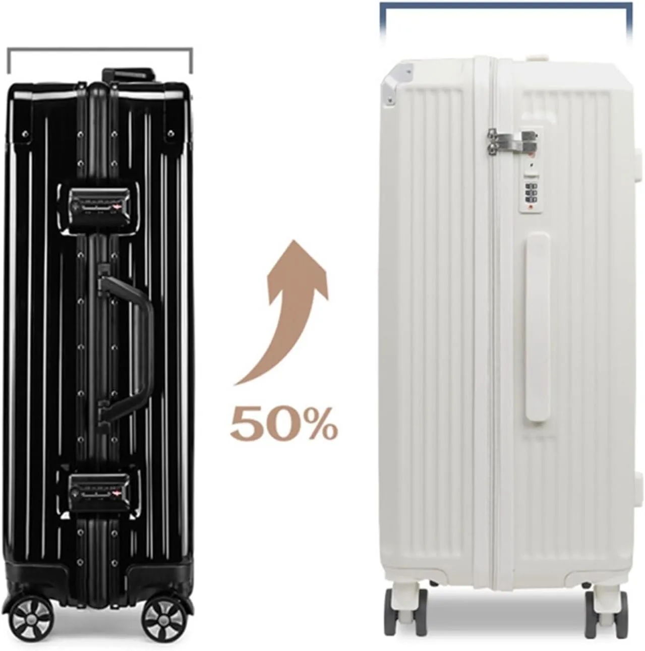 Carry-on Suitcase Luggage Luggage For Women Suitcsases With Cup Holder USB Spinner Wheels Hardside Luggage With Lock Carry-on Suitcases Carry On Luggages (Color : Black, Size : 20in)