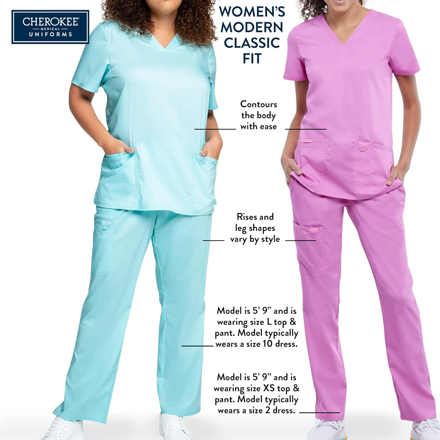Cherokee Scrub Jackets For Woman, Snap Front with 3 Pockets & 2 way Stretch - WW310