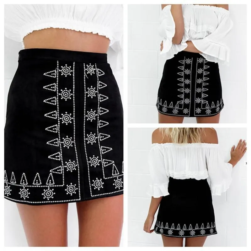 Clearance Bohemian Style Print High Waist Bodycon Mini Skirt