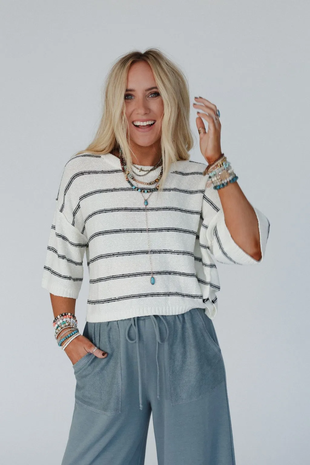 Coastal Stripe Top - Cream