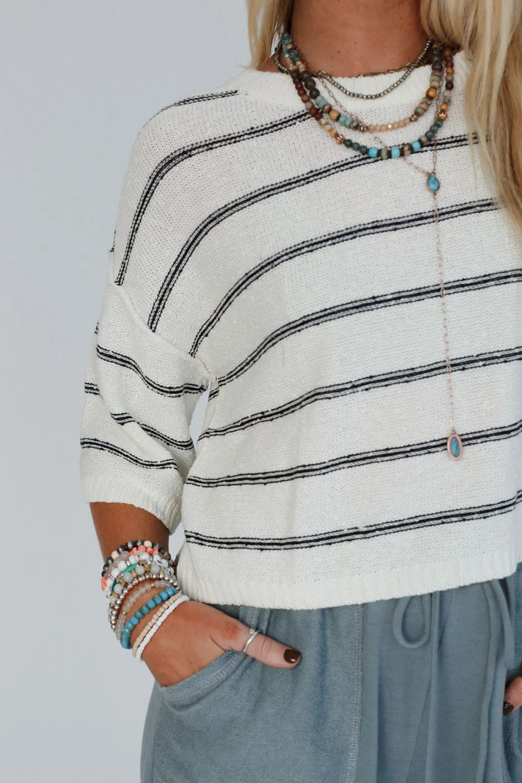 Coastal Stripe Top - Cream