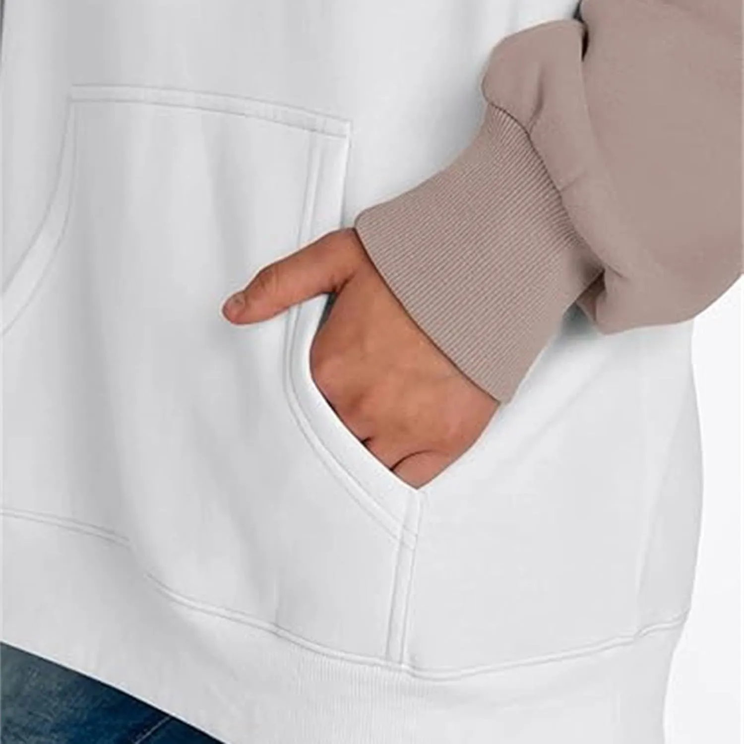 Color Block Hoodies for Women Trendy Oversized Raglan Sweatshirts Lightweight Fleece Cute Hoodies with Pockets