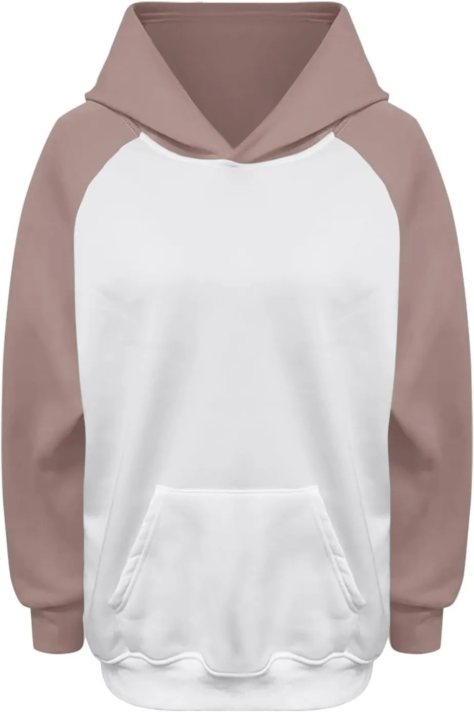Color Block Hoodies for Women Trendy Oversized Raglan Sweatshirts Lightweight Fleece Cute Hoodies with Pockets