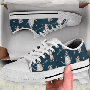 Colorful Meerkat And Hearts Pattern Low Top Shoes, Low Top Sneaker, Low Top Canvas Shoes