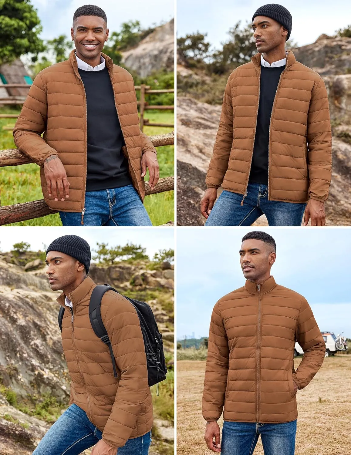 COOFANDY Mens Puffer Jacket Packable Lightweight Jackets Winter Coat Windproof Zipper Down Jacket