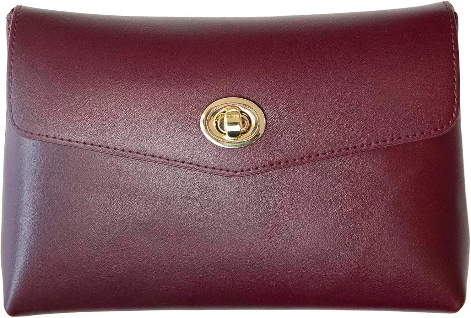 Cosmetic Bag Travel Makeup Pouch Travel Organizer, Zipper Pouch Bags for Women Vegan Leather (Burgundy Red)