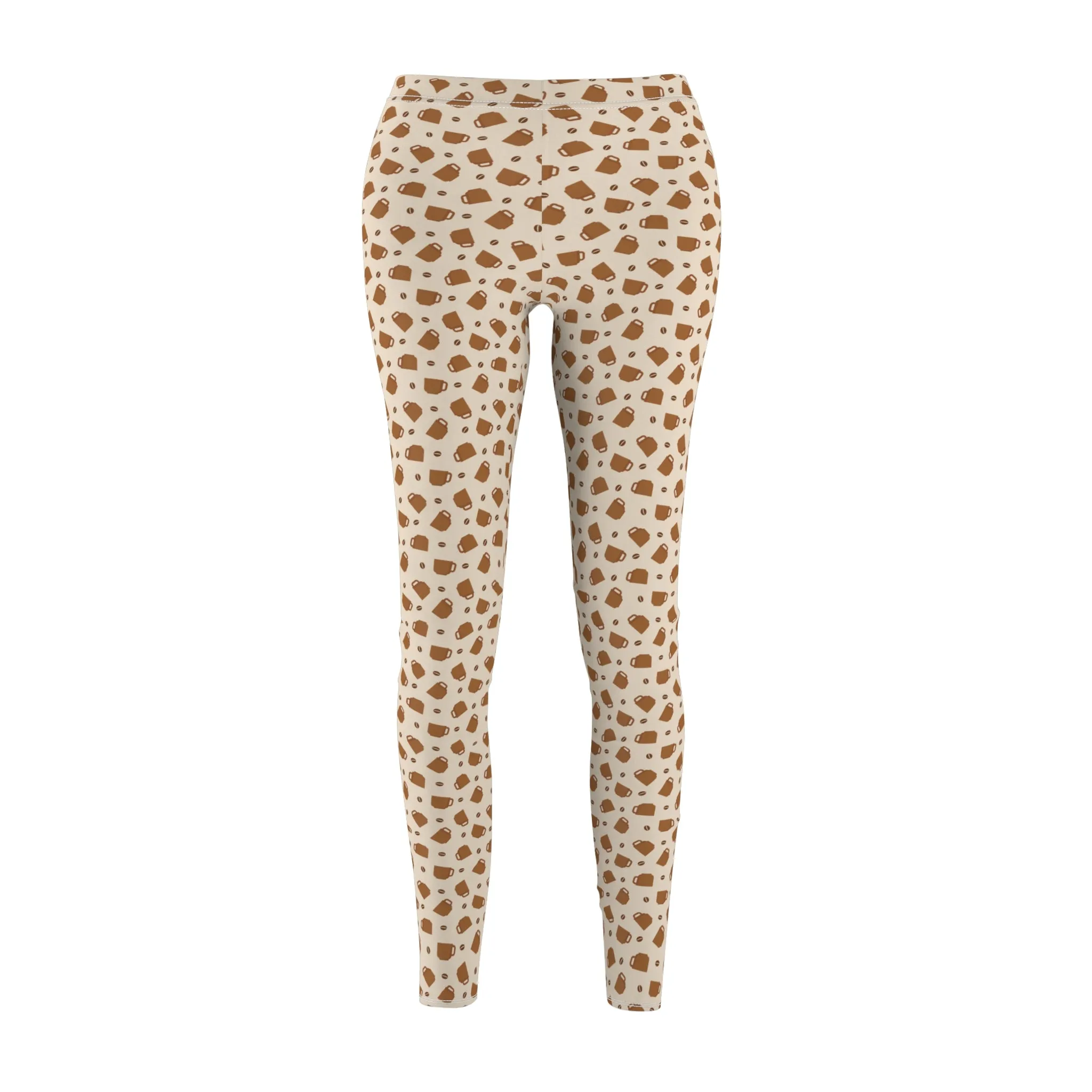 Cozy Coffee Cup Abstract Beige Leggings – Stylish Everyday Pants for Lounging, Yoga, or Running Errands | Soft, Comfy, and Perfect for Coffee Lovers Perfect Gift Idea for Her  Available in Plus Sizes