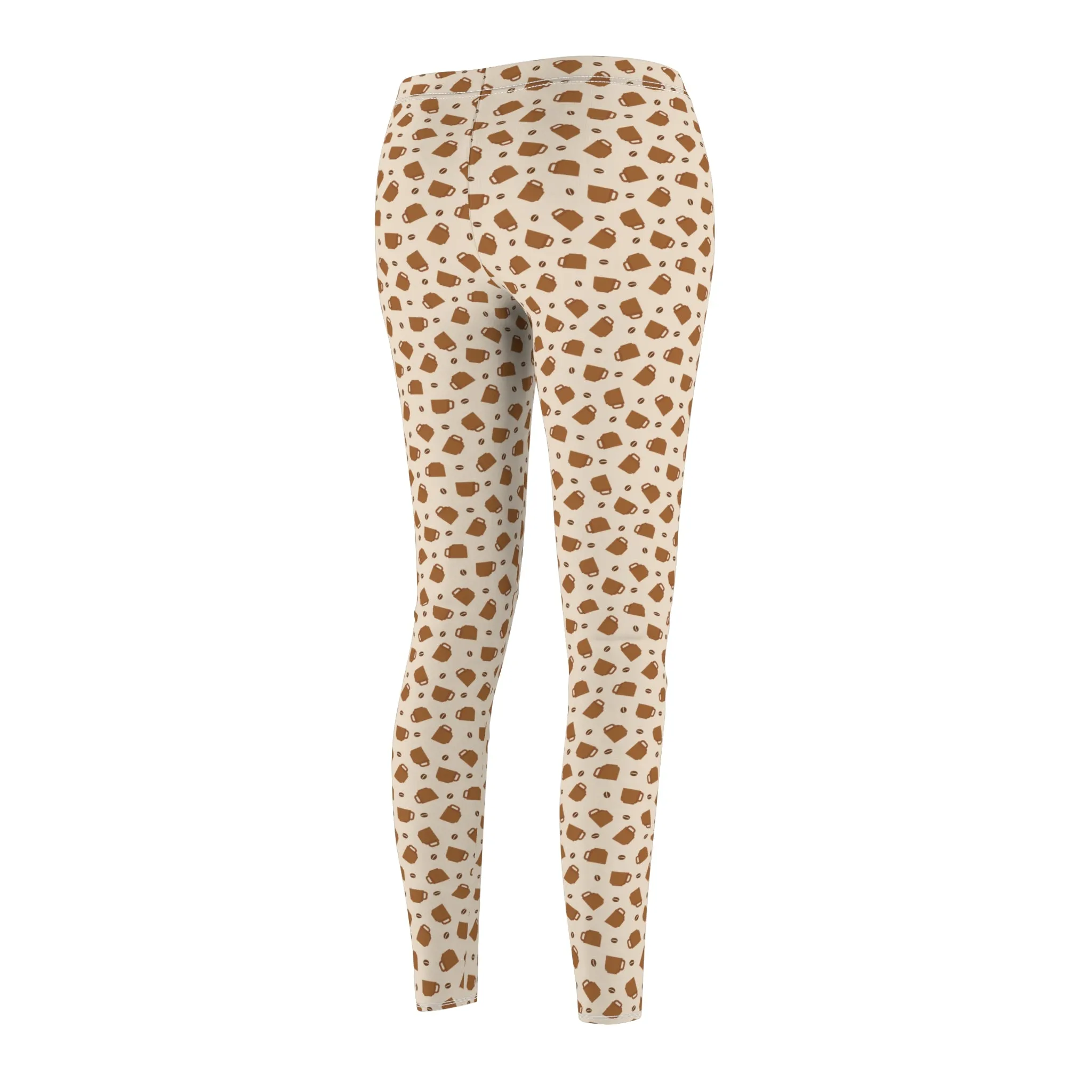 Cozy Coffee Cup Abstract Beige Leggings – Stylish Everyday Pants for Lounging, Yoga, or Running Errands | Soft, Comfy, and Perfect for Coffee Lovers Perfect Gift Idea for Her  Available in Plus Sizes
