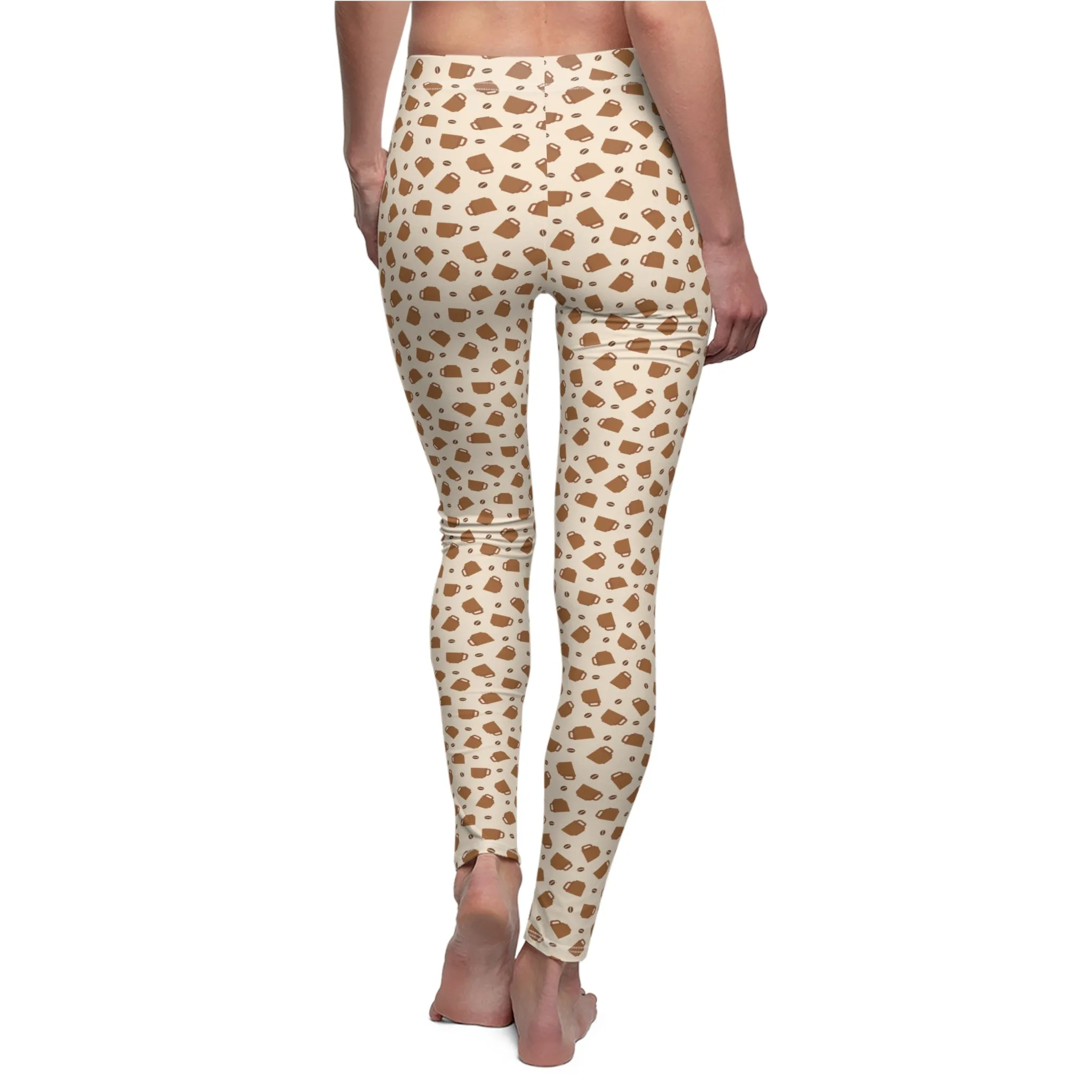 Cozy Coffee Cup Abstract Beige Leggings – Stylish Everyday Pants for Lounging, Yoga, or Running Errands | Soft, Comfy, and Perfect for Coffee Lovers Perfect Gift Idea for Her  Available in Plus Sizes
