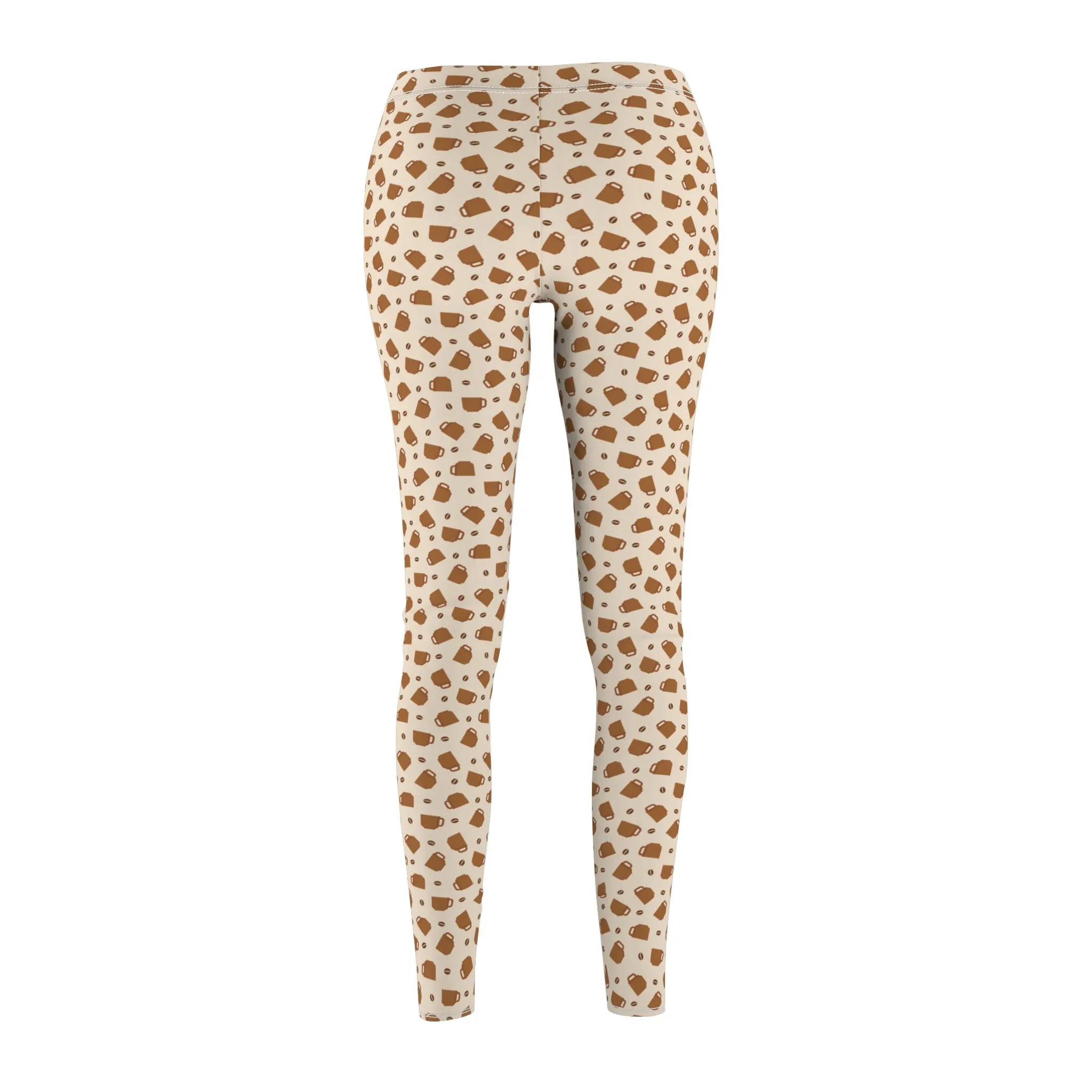 Cozy Coffee Cup Abstract Beige Leggings – Stylish Everyday Pants for Lounging, Yoga, or Running Errands | Soft, Comfy, and Perfect for Coffee Lovers Perfect Gift Idea for Her  Available in Plus Sizes