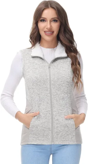 COZZIPLUS Women Zip Up Sweater Jacket with Fleece Interior, Warm Knitted Fleece Jacket with Pockets