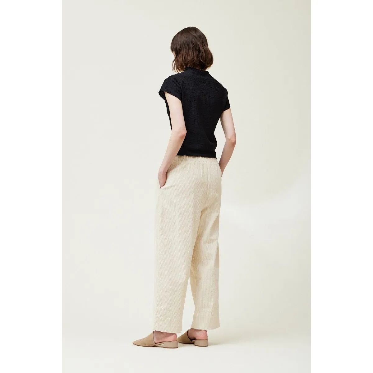 Cream Corduroy Lantern Pants