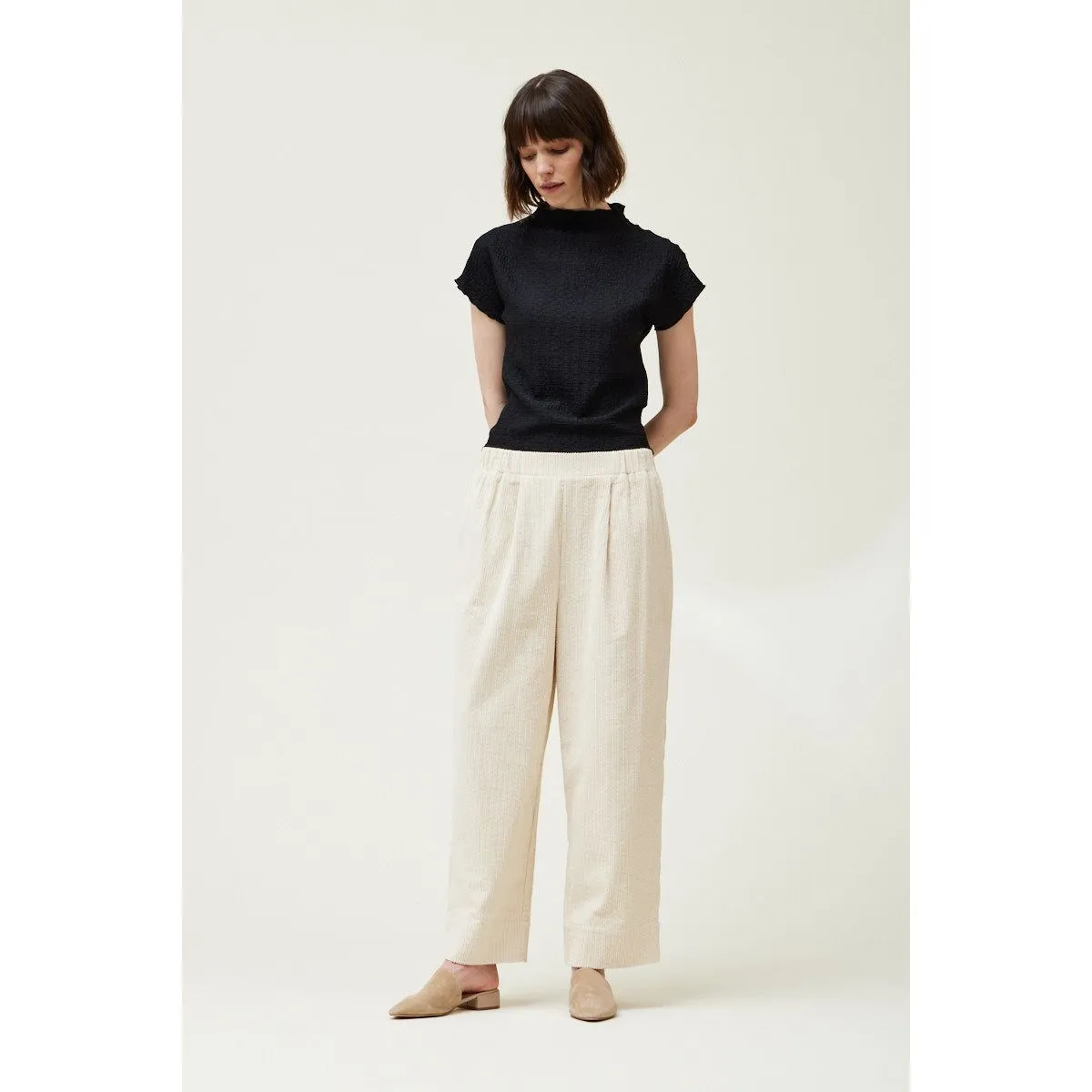 Cream Corduroy Lantern Pants