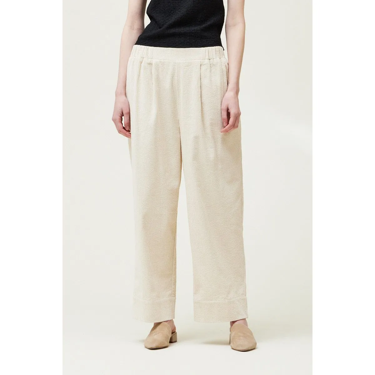 Cream Corduroy Lantern Pants