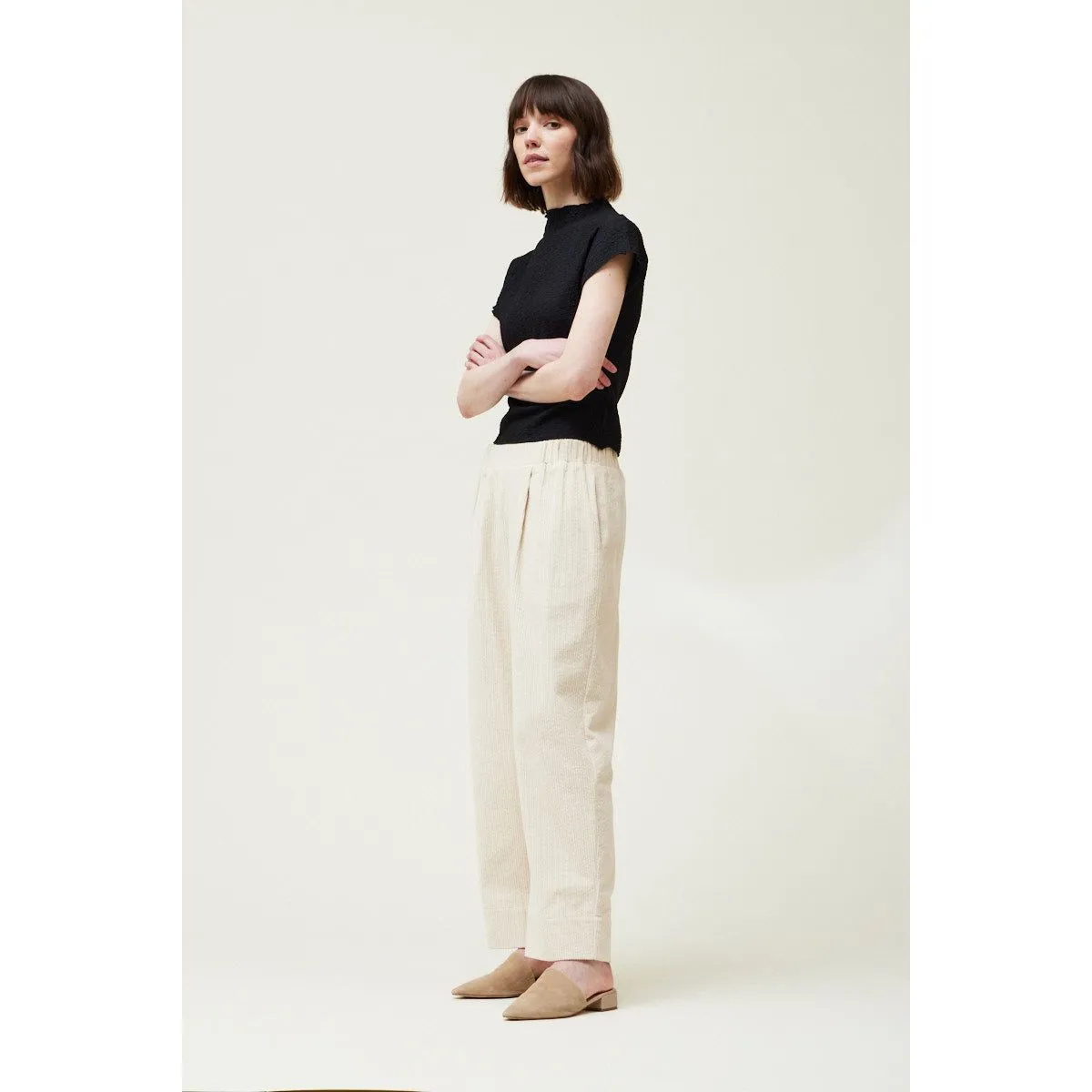 Cream Corduroy Lantern Pants