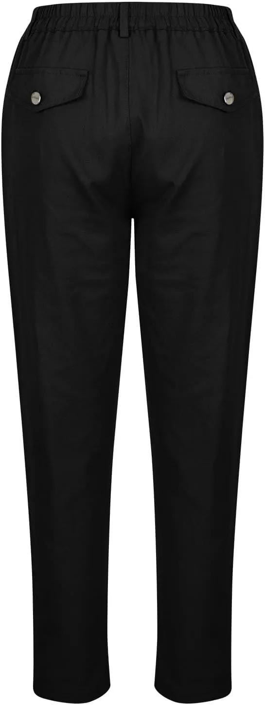 Cropped Dress Pants for Women Business Casual High Waist Ankle Work Pants Straight Leg Capri Trousers with Pockets