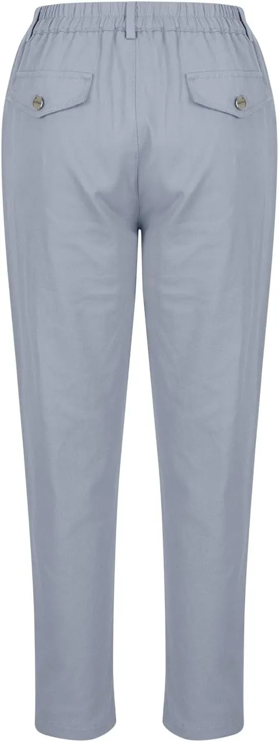 Cropped Dress Pants for Women Business Casual High Waist Ankle Work Pants Straight Leg Capri Trousers with Pockets