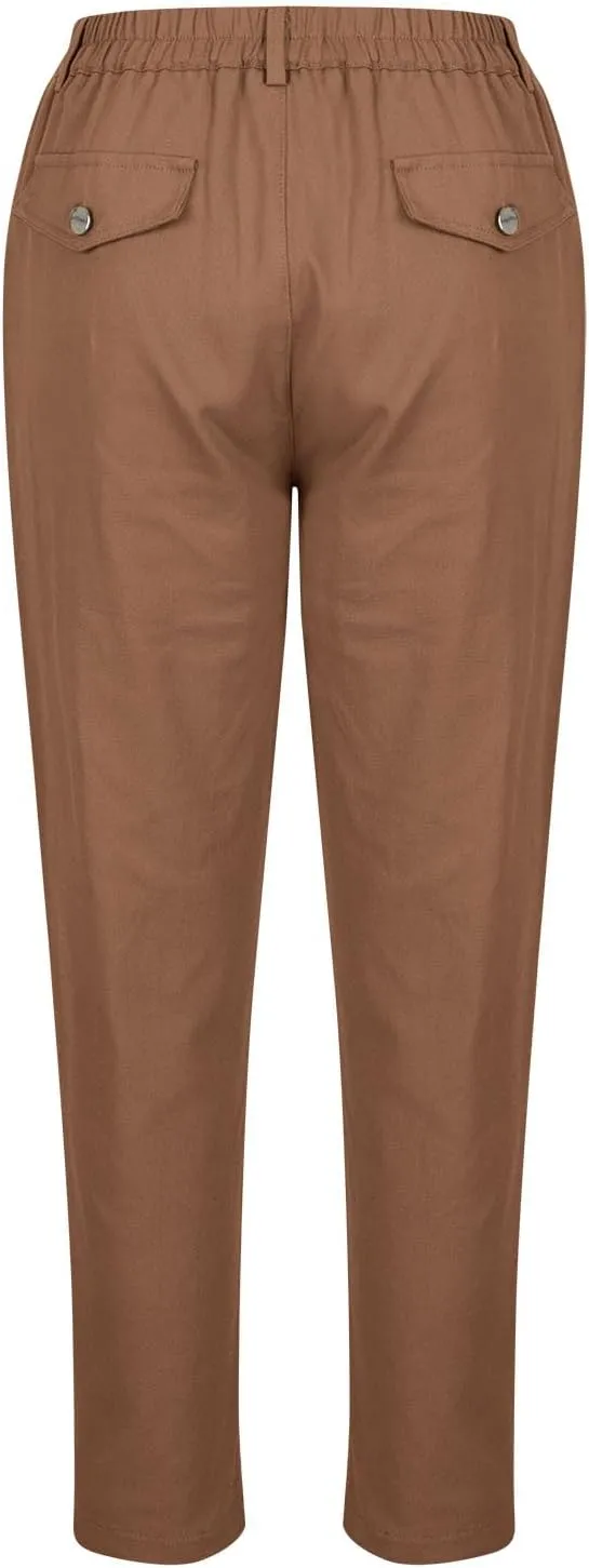Cropped Dress Pants for Women Business Casual High Waist Ankle Work Pants Straight Leg Capri Trousers with Pockets