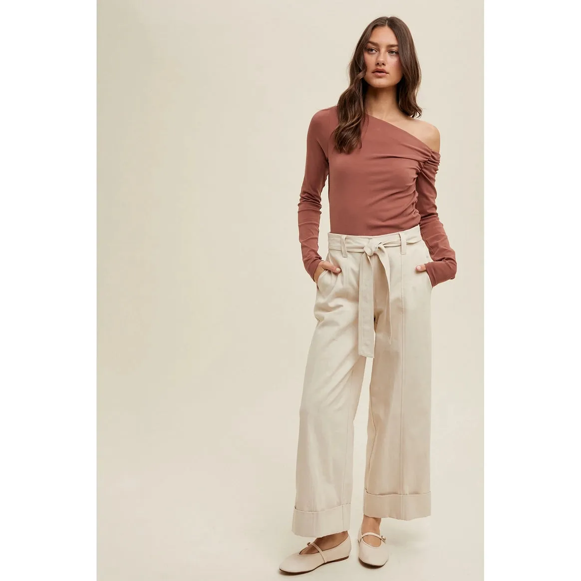 Cuffed Wide Leg Pants