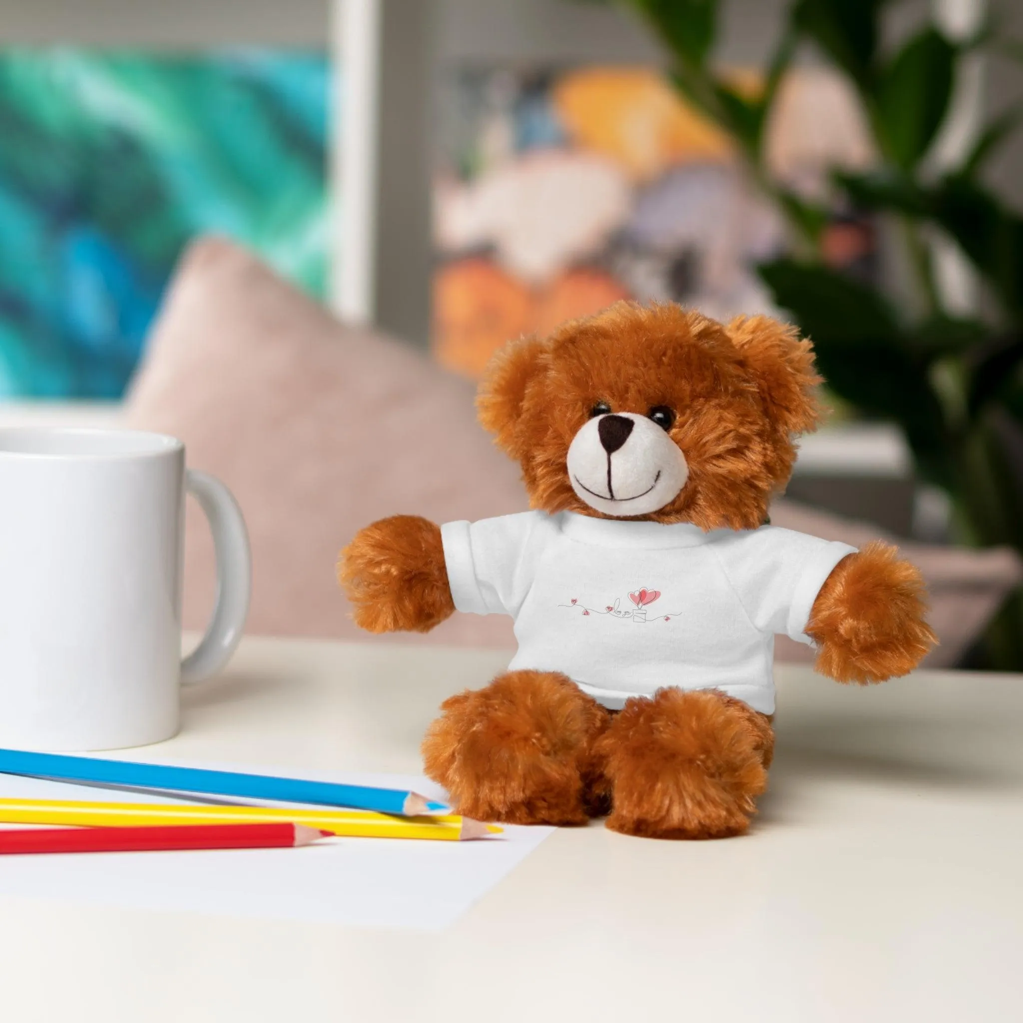 Customizable 8" Peekaboo Plush Animals for Valentine's Day with Personalizable Tees
