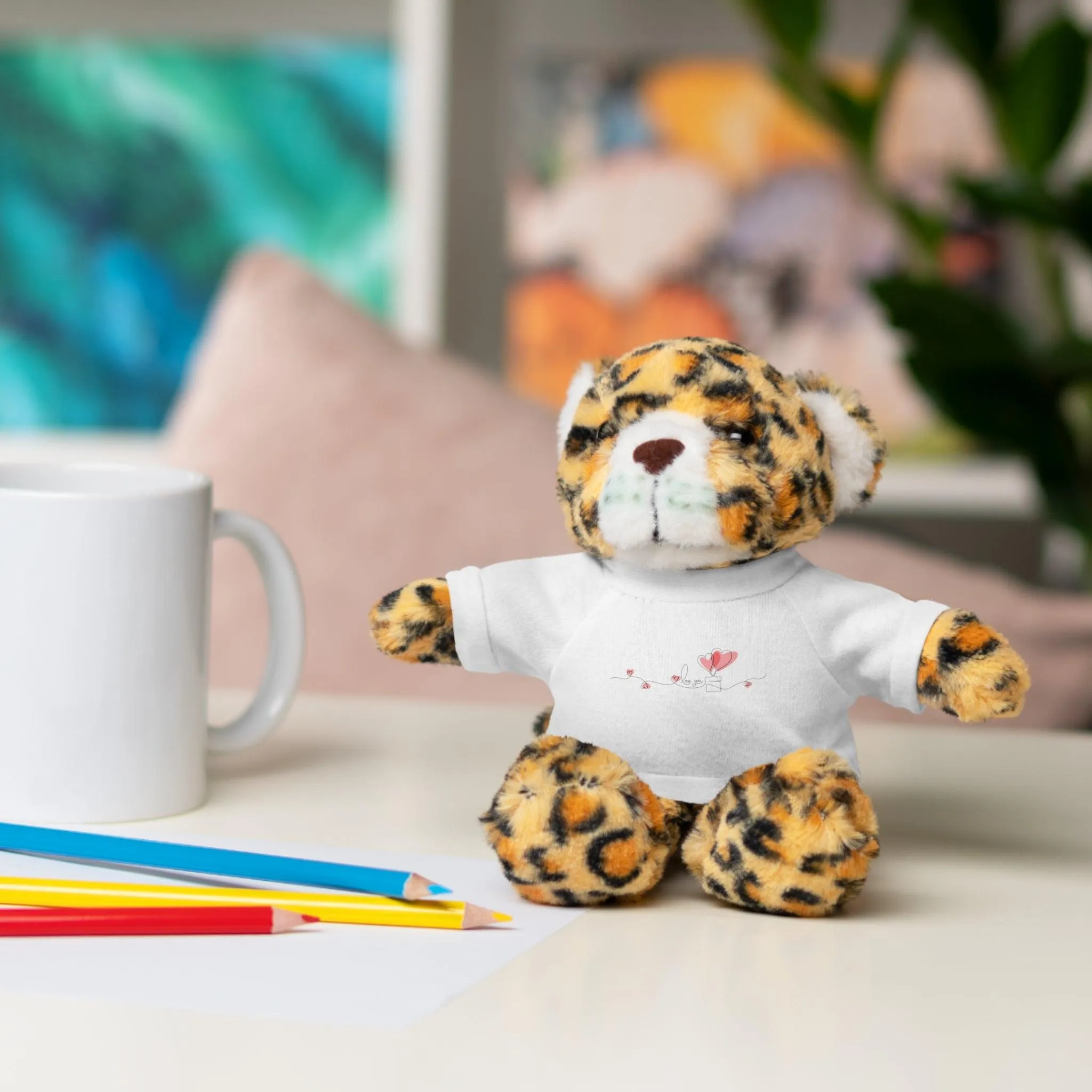 Customizable 8" Peekaboo Plush Animals for Valentine's Day with Personalizable Tees