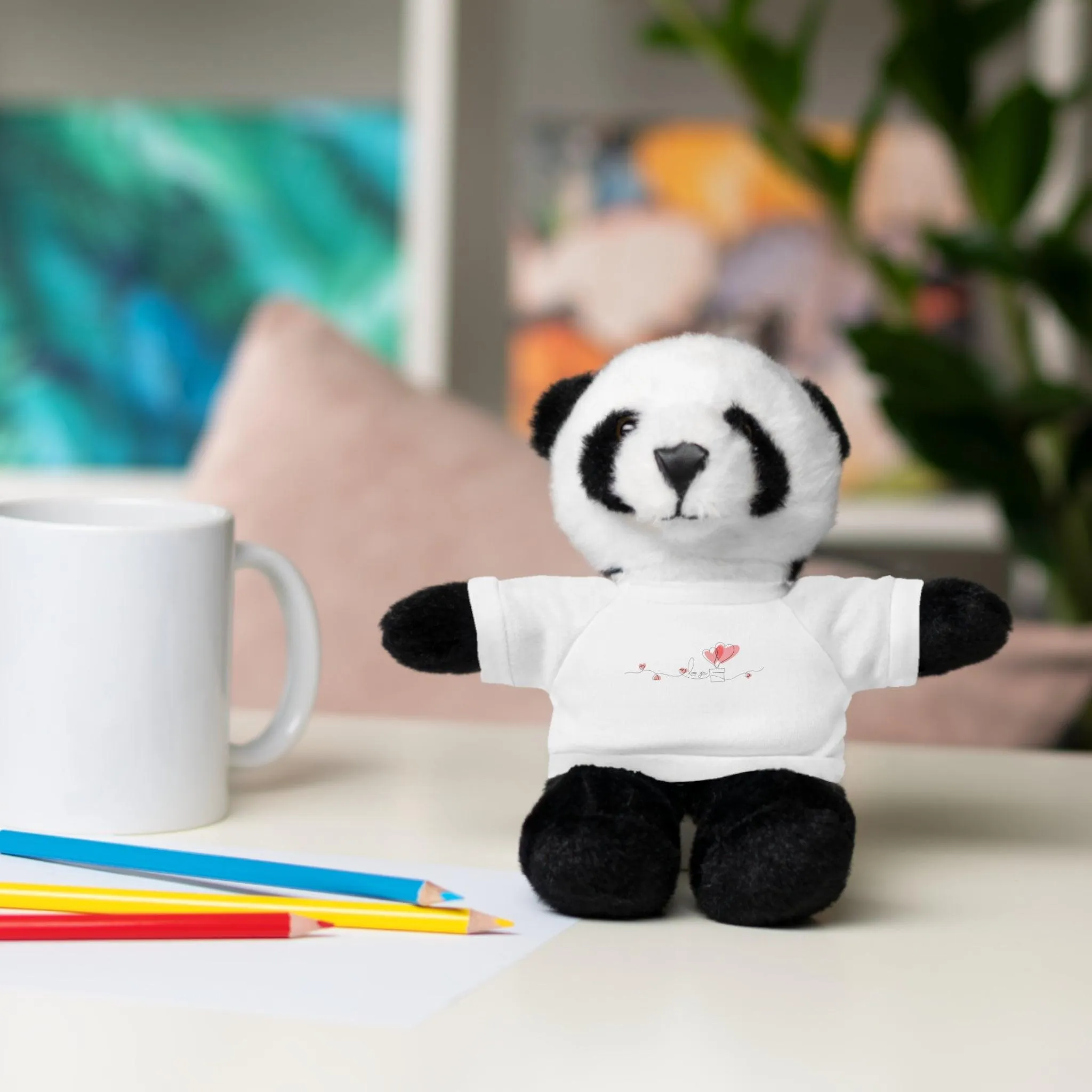 Customizable 8" Peekaboo Plush Animals for Valentine's Day with Personalizable Tees