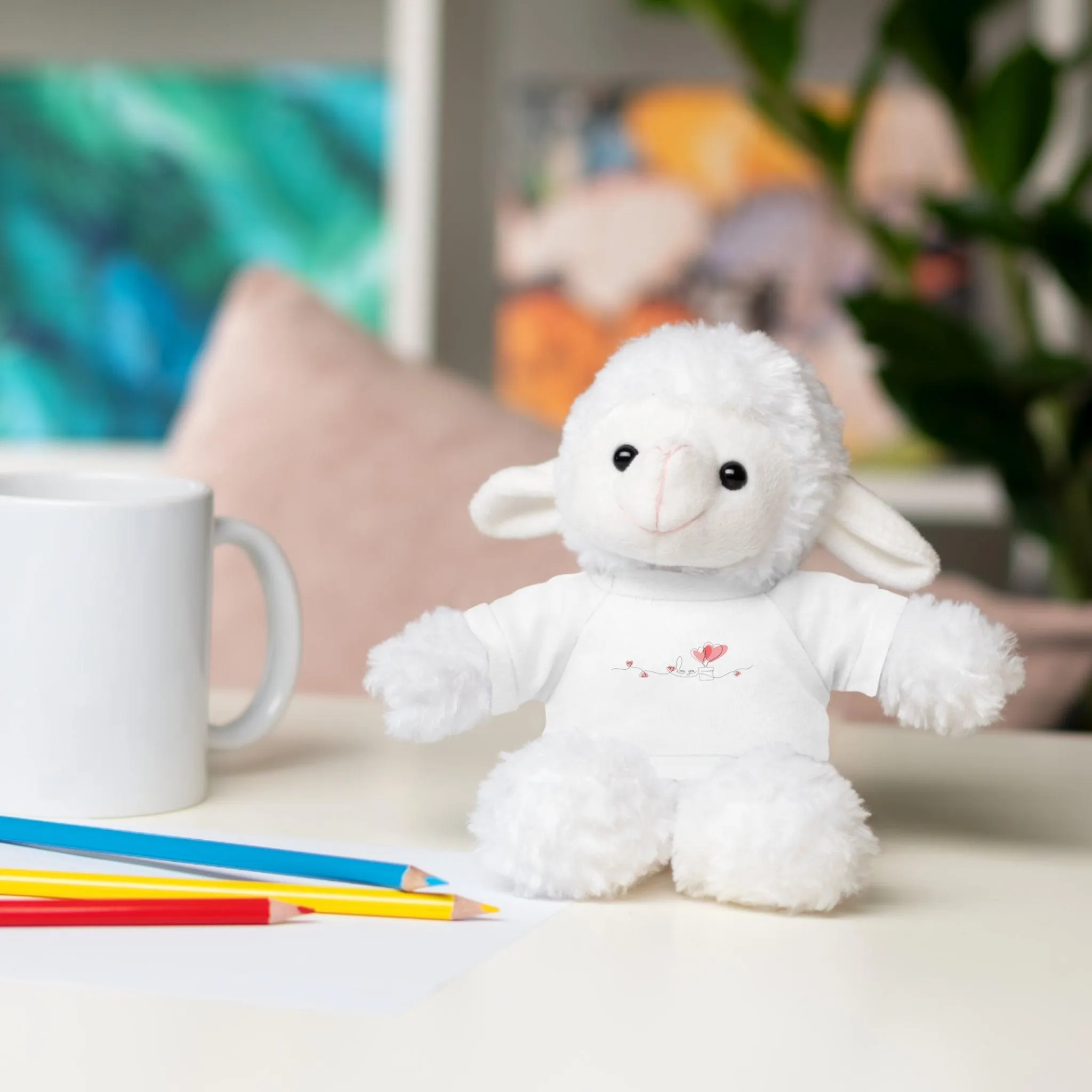 Customizable 8" Peekaboo Plush Animals for Valentine's Day with Personalizable Tees