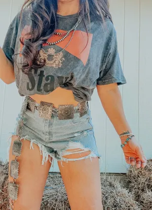 Daisy High Low Denim Shorts