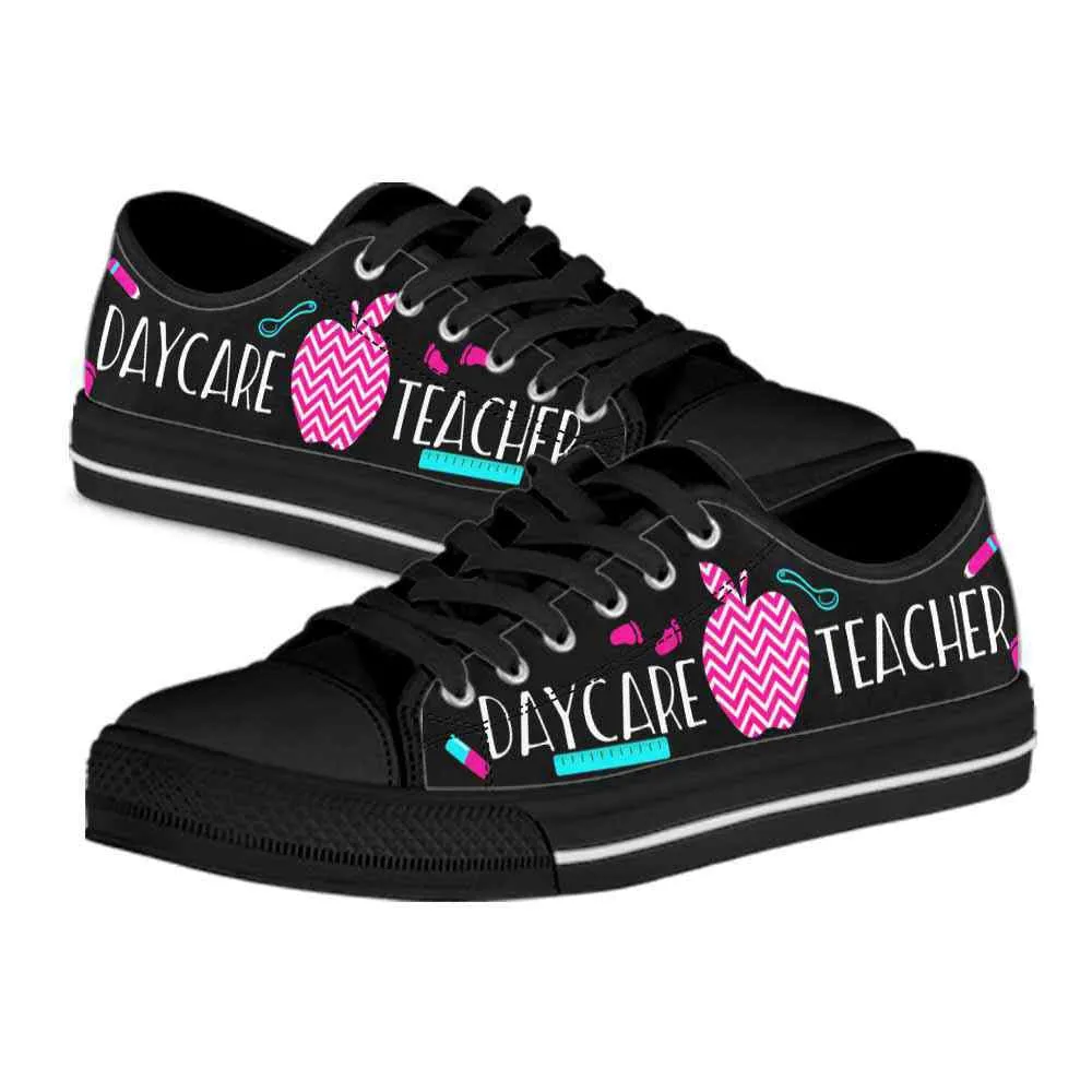 Daycare Teacher Pink Apple Low Top Shoes, Teacher Shoes, Low Top Sneakers