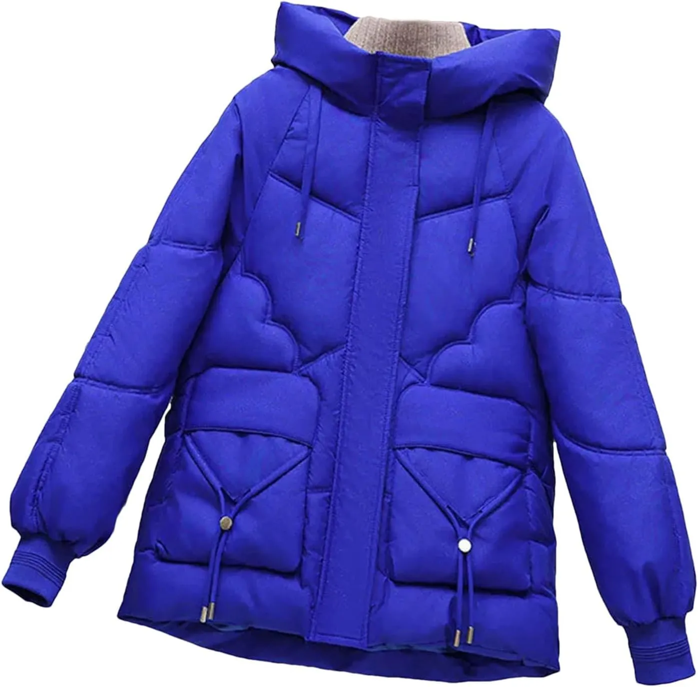Dcvmvmn Women's Down Cotton-Padded Jacket Loose Warm Cotton Padded Parkas Coat Winter Thick Bread Outwear Blue