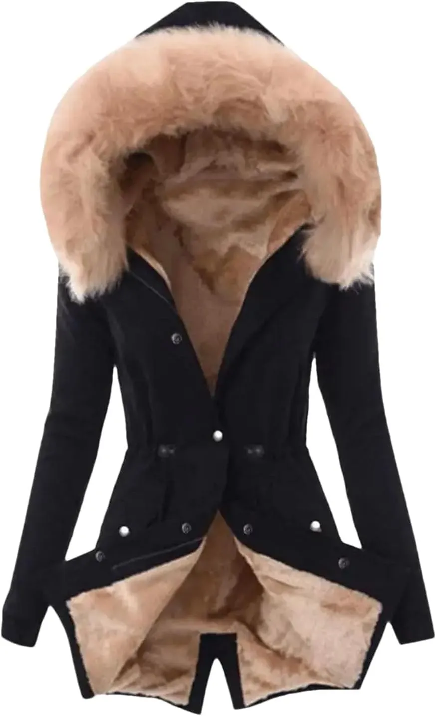 Dcvmvmn Women's Winter Hooded Cotton Jacket Casual Slim Padded Parkas Coat Wadded Warm Overcoat