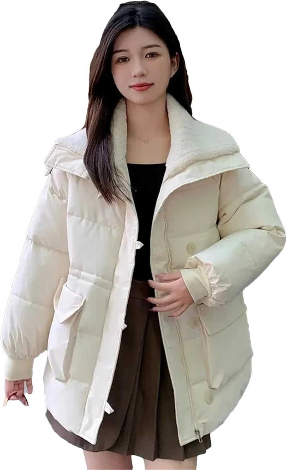 Dcvmvmn Women's Winter Parkas Coat Female Snow Warm Cotton Padded Jackets Loose Puffer Outerwear