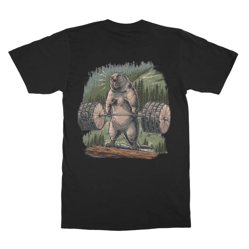 Deadlifting Marmot (Back and Front Print) T-shirt (UK)