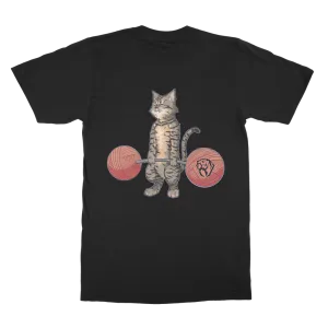Deadlifting Tabby Cat (back print) T-shirt (UK)