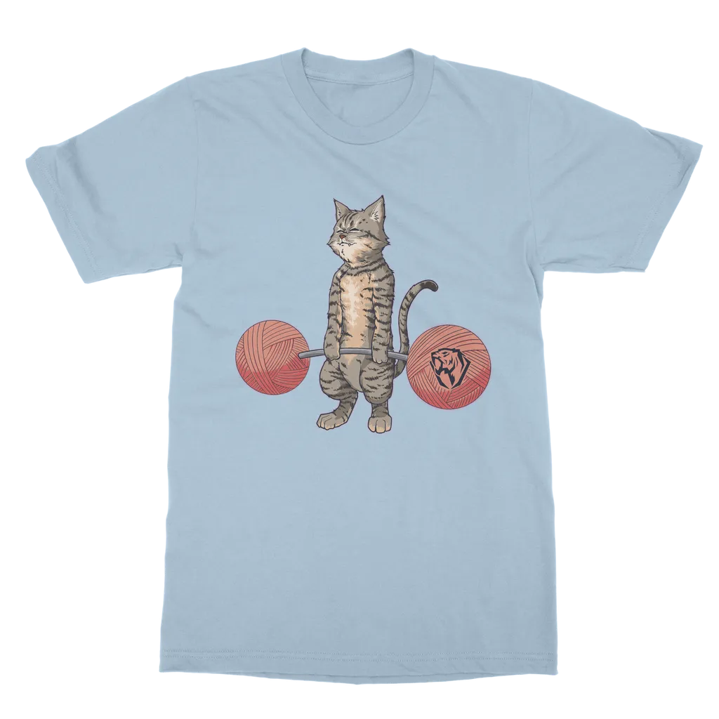 Deadlifting Tabby Cat T-shirt (UK)