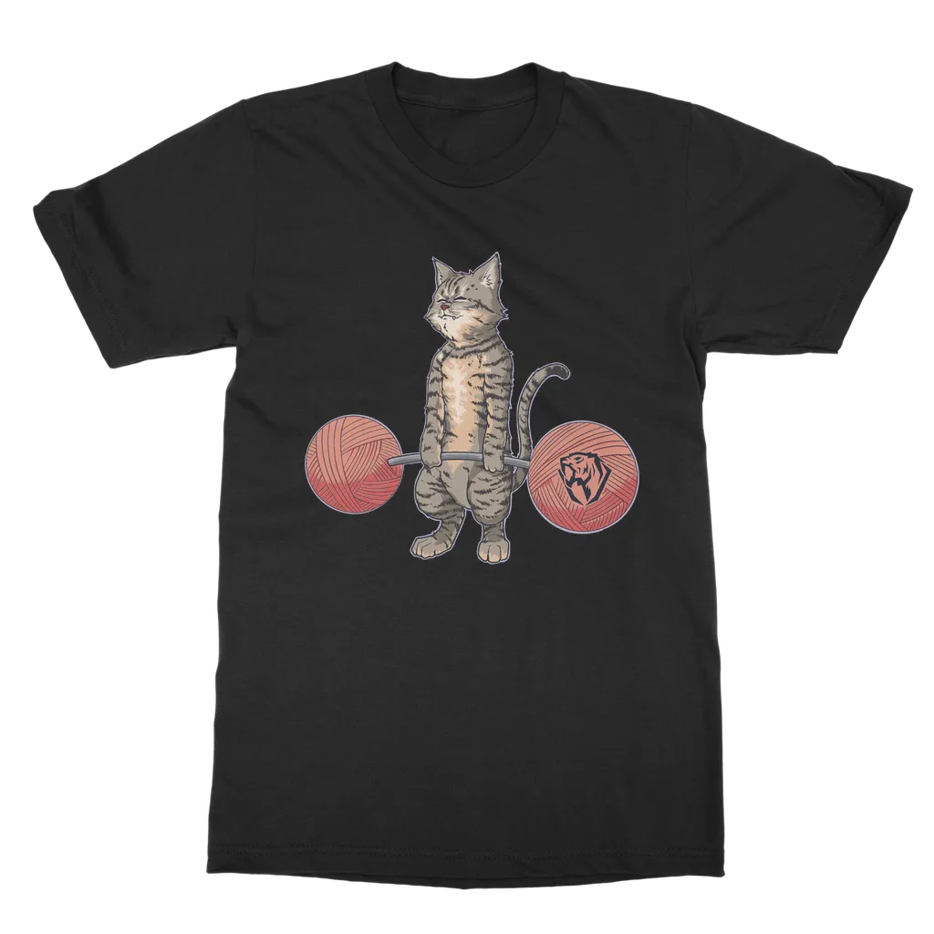 Deadlifting Tabby Cat T-shirt (UK)