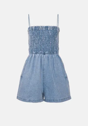 Denim Smocked Romper