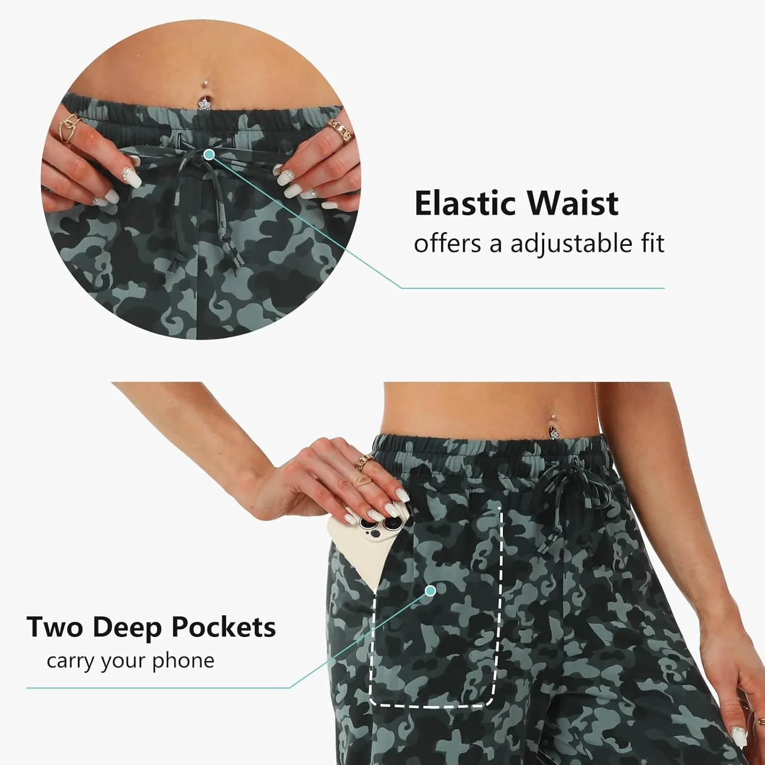 DIBAOLONG Womens Capri Pants Loose Yoga Pants Wide Leg Drawstring Comfy Lounge Pajama Capris Sweatpants with Pockets