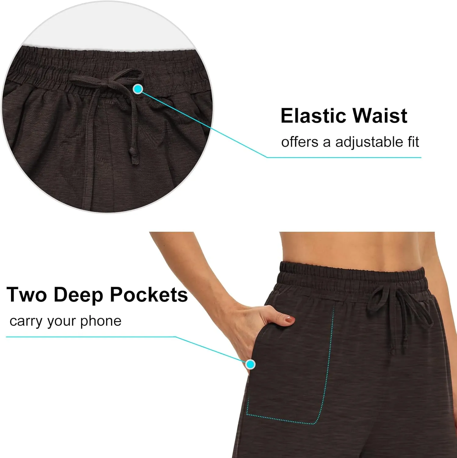 DIBAOLONG Womens Capri Pants Loose Yoga Pants Wide Leg Drawstring Comfy Lounge Pajama Capris Sweatpants with Pockets