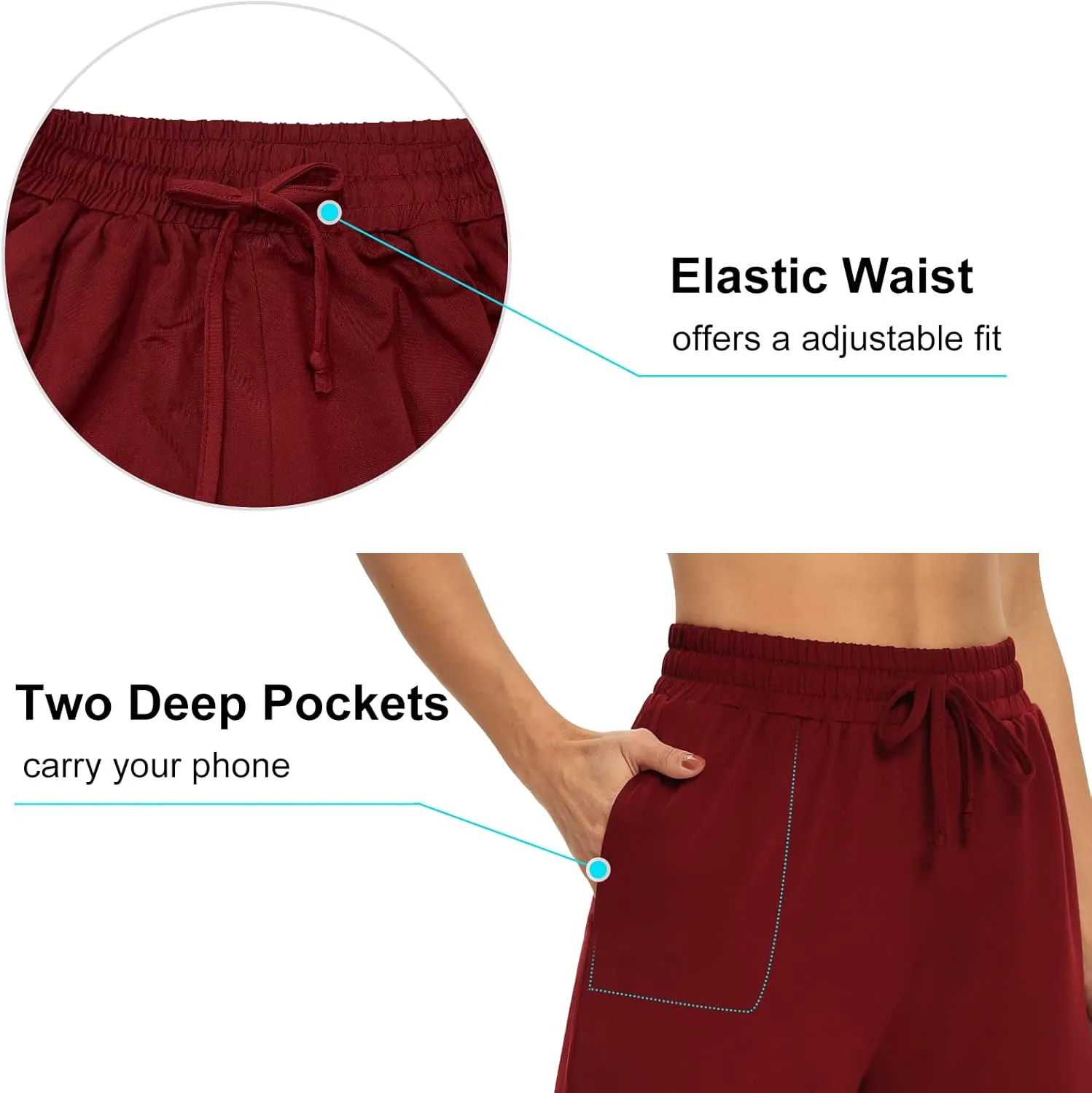DIBAOLONG Womens Capri Pants Loose Yoga Pants Wide Leg Drawstring Comfy Lounge Pajama Capris Sweatpants with Pockets