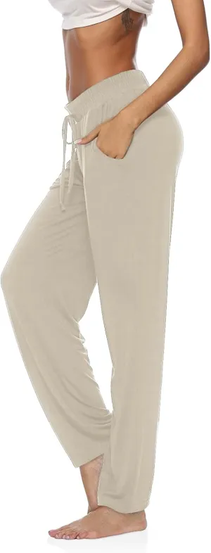 DIBAOLONG Womens Yoga Pants Wide Leg Comfy Drawstring Loose Straight Lounge Running Workout Legging