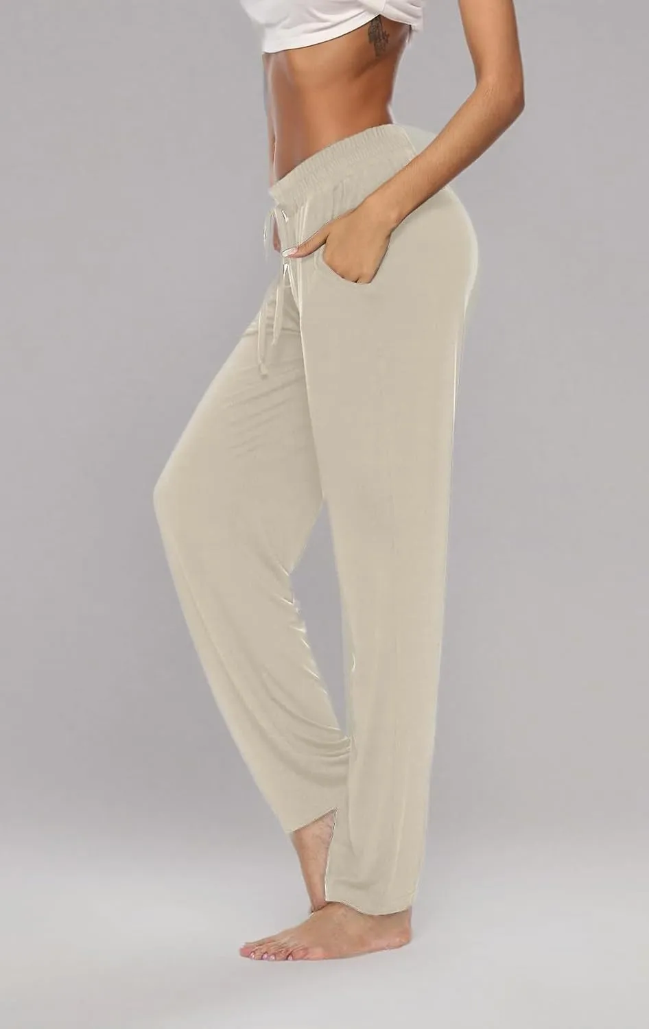 DIBAOLONG Womens Yoga Pants Wide Leg Comfy Drawstring Loose Straight Lounge Running Workout Legging